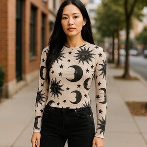 Celestial Beige Long Sleeve Top